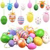 Jangostor 36 Pezzi Uova di Plastica Dipinte - 2 Dimensioni Appese Uova di Pasqua Decorazioni con Vari Stile Punti Strisce Fiori per Albero Scuola Casa Ufficio Articoli Feste Decorazione Pasquale
