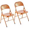 LeChamp 2 sedie pieghevoli per interni sedia pieghevole robusta struttura in metallo sedie da pranzo pieghevoli sedia da ufficio sedia da scrivania sedie in acciaio con tripla sedia rinforzata arancione
