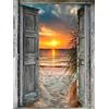 Hjjdiyes Dipingere con i numeri, adulti, tramonto al mare, fai da te, dipinto a mano, kit per pittura a olio, con tela senza pieghe, pennelli e vernice acrilica, paesaggio come regalo, 40 x 50 cm