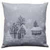 Raebel OHG Federa per cuscino ricamato villaggio invernale con albero di Natale bianco (grigio, 40 x 40 cm, federa per cuscino)