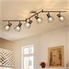 Kimjo Faretti LED da Soffitto - Lampada Faretti Soffitto Orientabili - Lampadario Faretti Cucina Lampadario Salotto - Plafoniera Faretti da Parete Neri Lampada da Soffitto 6 Luci Senza Lampadina