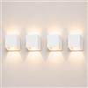 ledmo 4 Pezzi Lampade da Muro 12W 3000K Bianco Opaco IP65 Interno/Esterno | Fascio su/giù regolabile 0-120°, COB LED e alluminio opaco; applique moderna per facciate, balconi, corridoi e scale