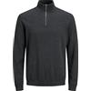 JACK & JONES Jjebasic Knit Half Zip Noos Pullover, Grigio Scuro mélange, S Uomo