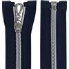 Aerzetix - C64087 - Set di 10 Cerniere Lampo a Spirale N°5 60cm separabile autobloccante - Rete in Nylon Argento - tiretto cursore in Metallo - Colore Blu Scuro - merceria