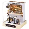 CUTEROOM Miniatura casa delle Bambole con mobili,Fai da Te in Miniatura Casa delle Bambole Kit,Mini 3D Casa in Legno con Luci A LED - Regalo di Compleanno di Natale (Coffee)