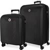 MOVOM Riga Set di valigie nero 55/70 cm rigido ABS chiusura TSA 109L 6,32 kg 4 ruote doppie bagaglio mano, Nero, Taglia unica, Set di valigie