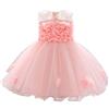 FYMNSI Vestito da bambina con fiori, vestito da principessa, abito da festa per battesimo, abito di compleanno, linea A, fiocco, senza maniche, per feste, 6-24 mesi Colore: rosa. 12-18 Mesi