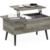 Furinno Jensen-Tavolino da Salotto con Gambe in Legno, Quercia, Grigio Rovere Francese, 48.01 (D) x 89.99 (W) x 47.60 (H) cm