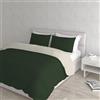 Italian Bed Linen Set Copripiumino 100% Cotone Natural Color, Made in Italy - Parure Copri Piumino - Sacco Piumone 250x200 cm con Doppia Patella e Federe Cuscino, Matrimoniale, Verde Oliva/Panna