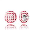 Dragon Porter Orecchini a Clip - Orecchie Non Forate Grande Rotondo Retro; Gioielli per Donne (Stile 21 - Bianco e Rosso)