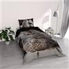 Italian Bed Linen Parure Copripiumino stampa digitale GOODNIGHT - Made in Italy 100% microfibra con trattamento Mano Pesca - Sacco Piumino letto Singolo 150x200 cm con patella + 1 federa - FELIX