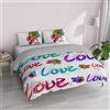 Italian Bed Linen Parure copripiumino 100% cotone, Stampa digitale KI-OSA, KIO-614, Matrimoniale