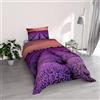 Italian Bed Linen Parure Copripiumino stampa digitale GOODNIGHT - Made in Italy 100% microfibra con trattamento Mano Pesca - Sacco Piumino letto Singolo 150x200 cm con patella + 1 federa - LAVENDER