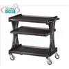 Carrello di servizio in legno multistrato tinto CARBON, marca FORCAR, 3 piani in laminato, spalliere portanti monocorpo, 4 ruote multidirezionali, dim.mm.1060x550x850h