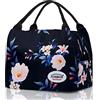 Aosbos Borsa Frigo Borsa Porta Pranzo Thermos Alimenti Caldi Borsa Bambina Borsa Termica Porta Pranzo Può Essere Schiscetta Pranzo Riscaldabile Ufficio, Fiore Rosa