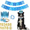 Pwsap Forniture per feste di compleanno per cani, set di decorazioni per feste per animali domestici, corona di compleanno, papillon Bling Bling e striscione di buon compleanno per cani e gatti, blu