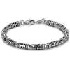 Dankadi Bracciale retrò 4,5 mm a forma di cuore cavo in 925 argento, 7 8/18 20 cm, bracciale scavato di tonalità mate tecnica d'argento thailandese, gioiello regalo semplice antico per uomo donna, 7