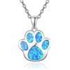 KINGWHYTE Collana da donna in argento sterling 925 con ciondolo a forma di zampa di cane, con opale e opale, per donne, mamma, figlia