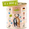 GranataPet DeliCatessen PUR con vitello, alimento umido gatti, cibo senza cereali e zuccheri aggiunti, scatolette con alto contenuto di carne e oli salutari, 6 x 800 g