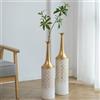 Sziqiqi Bianco Alto Vasi da Terra Set - 66/60cm Extra Grande Vaso Vintage per Pampa Finti Fiori Rami - Metallo a Collo Stretto per Soggiorno Camera Corridoio