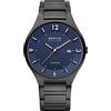 BERING Solar 14440-727 Orologio da polso da uomo, cassa in titanio nera da 40 mm e quadrante blu, cinturino in titanio con elementi in titanio, 5 ATM