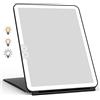 WEILY Specchio Trucco con 72 Luci LED, Touch Screen Tre Colori Regolabile, 2000 mAh USB Ricaricabile Specchio da Viaggio (Nero)