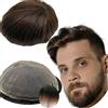 YANAHAIR Toupee per Uomini Parrucchini Parrucca Capelli Veri Uomo Parrucche 100% Europeo Capelli Umani Veri Pieno Francese Pizzo Toupet (8x10",#2 Castano scuro)