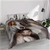 Italian Bed Linen Parure Copripiumino stampa digitale GOODNIGHT - Made in Italy 100% microfibra con trattamento Mano Pesca - Sacco Piumino letto Matrimoniale 250x200 cm con patella + 2 federe - PEGGY