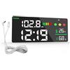 H HOLDPEAK Misuratore di Livello Sonoro da Appendere a Parete 30~130dB Misuratore di Livello Sonoro 11 LED Fonometro Misuratore Decibel/Temperatura/Umidità con Indicatore, Fonometro ricaricabile e USB Cavo