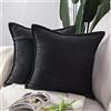 Madizz 2 Pezzi Federe Corto Ciniglia Copricuscini Morbido Decorativo Fodere per Cuscino Lusso Stile per Divano Camera da Letto Nero Quadrate 55x55 cm