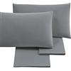 Puraluna CUORE - Completo Letto Matrimoniale 160x200 | set di lenzuola | MADE IN ITALY | sotto con angoli H30 (Grigio, Matrimoniale Lungo)