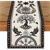 Artoid Mode - Runner da tavolo, fantasia con albero della vita vichingo, corvo ed elmo del timore riverenziale, decorazione da tavola, per interni, feste e festività, 40 x 140 cm, colore: bianco