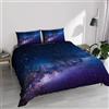 Italian Bed Linen Parure Copripiumino stampa digitale GOODNIGHT - Made in Italy 100% microfibra con trattamento Mano Pesca - Sacco Piumino letto Matrimoniale 250x200 cm con patella + 2 federe - ANDROMEDA
