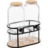 Avilia Dispenser con rubinetto, Fontana Di Vetro Per Bevande con capacità di 6,6L con Supporto in Metallo e 6 Bicchieri