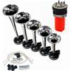 YIYIDA Tromba Musicale Strumento a cinque tubi avvisatore acustico Clacson Multi-frequenza suono rosso pompa aria personalità 12V Music Car Horn150DB altoparlante a tromba fischio clacson corno