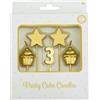 PD-Party 7050003 Compleanno Torta Candele | Festa | Decorazioni - 3 Years, Oro, 1cm Lunghezza x 3cm Larghezza x 9cm Altezza