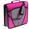 Case it Case-it, Mighty Zip Tab D-146 - Raccoglitore con cerniera per la scuola, con anelli a O da 7,6 cm, capacità: 600 fogli, espandibile, tasche multiple, con tracolla, magenta