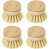 Jungle Culture Testine di ricambio per scovolino Eco Dish - Testine per lavaggio in legno confezione da 4 - Ricariche intercambiabili con setole morbide - Scrubber per piatti naturali