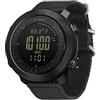 AVTREK Orologio militare digitale per uomo orologio sportivo con bussola temperatura contapassi sport orologi tattici di sopravvivenza con allarme retroilluminato, Nero , misura unica, tattico