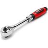 Powerbuilt Cricchetto estensibile a doppia dimensione, attacco da 1/4 e 3/8, 72 denti, oscillazione a 5 gradi, leggero, manico in gomma rossa - 940926