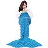 Cicilin Coperta a Forma di Coda di Sirena per Bambini, Adolescenti e Adulti, All'uncinetto Sacco a Pelo Calda Coperta Indossabile (Lago Blu) 680g