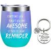 Tecreo Sometimes You Forget You Are Awesome - Tazza termica in acciaio inox con incisione, regalo per ragazze e donne, 350 ml, tazza da caffè blu viola con portachiavi