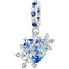 NINGAN Ciondolo a forma di fiocco di neve con cuore di zaffiro in argento 925 Collana Bracciale da donna compatibile
