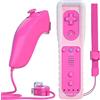 TechKen Telecomando per Wii, integrato 2 in 1 Motion Plus con custodia in silicone e Nunchuck (rosa)