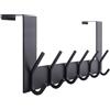 WEBI Appendiabiti da Porta,Attaccapanni da Porta,Gancio Porta,Acciaio Inox Appendino da Porta con 6 Ganci,Porta Accappatoio da Bagno,4.5cm,Nero