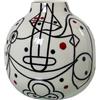 DRW Vaso da tavolo in metallo smaltato con volto in bianco, nero e rosso 21x21x21x21 cm