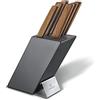 Victorinox Swiss Modern Ceppo di coltelli professionali con contenuto, 6 pezzi, incl. 6 coltelli da chef con manico in legno, nero