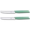 Victorinox, Swiss Modern, set di 2 coltelli da verdura professionale, lama extra affilata, 11 cm, acciaio inossidabile, verde menta