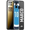 CUSTOMIZZA - Custodia cover nera morbida in tpu compatibile per Xiaomi Redmi 11A - 12C personalizzata calcio football nome e numero calciatori biancoazzurri bianco celesti