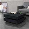 [en.casa] Tavolino Basso da Caffè con Piano Quadrato e 4 Scomparti Aperti Tavolo Laterale da Divano 75x75x36 cm con Piano Porta Riviste Oggetti per Soggiorno - Nero Lucido